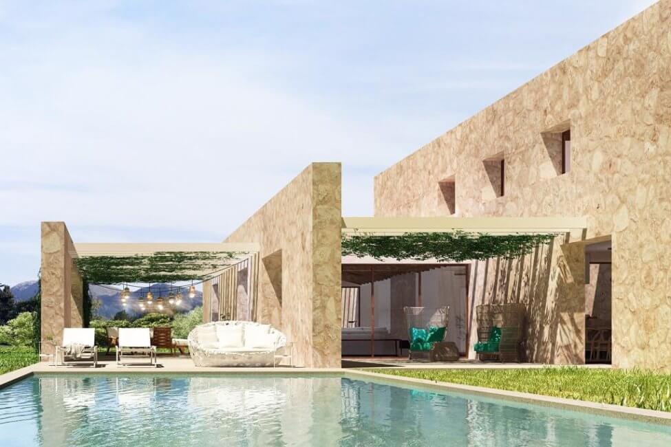 Beachtliche Neubau-Finca mit Meerblick und Pool in Pollensa
