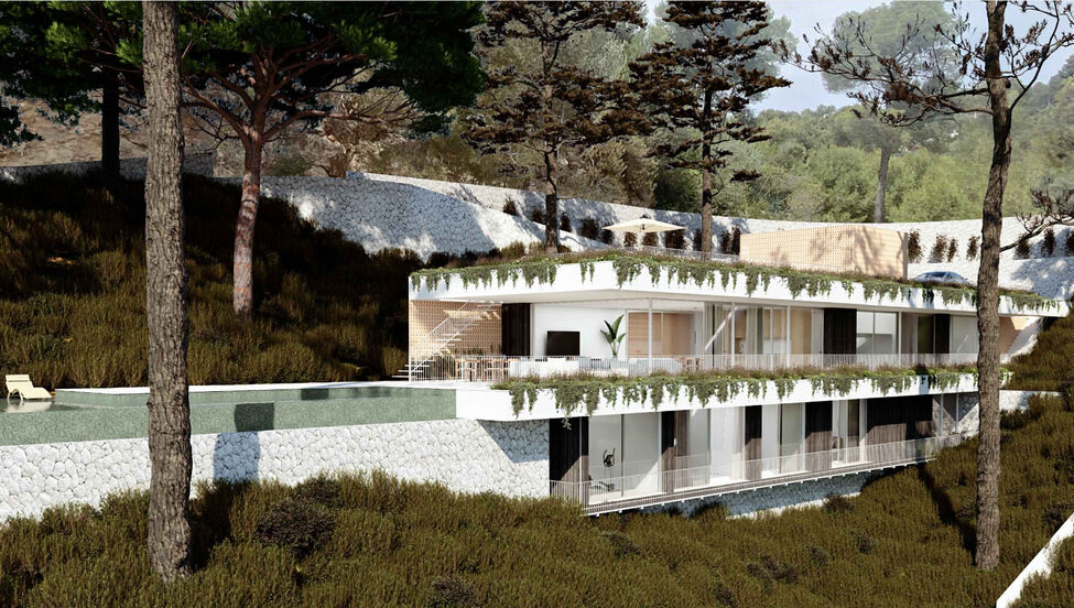 Hervorragendes Grundstück mit Projekt und Blick über Palma und das Meer in Son Vida